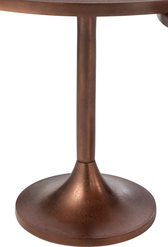 Set 2 medený antik kovový odkladací stolík Fone Alu Raw – Ø 56*49/ Ø 48*50 cm