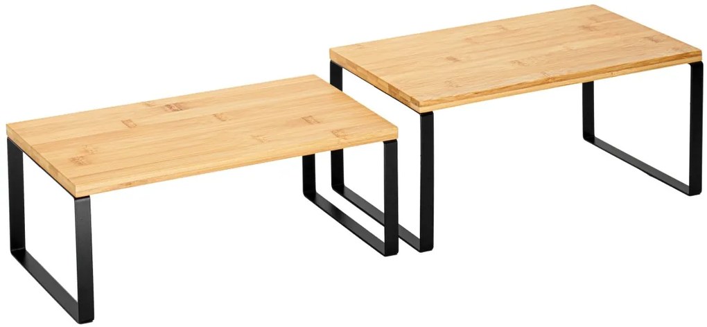 Súprava 2 ks kuchynských políc GINGER čierna/hnedá