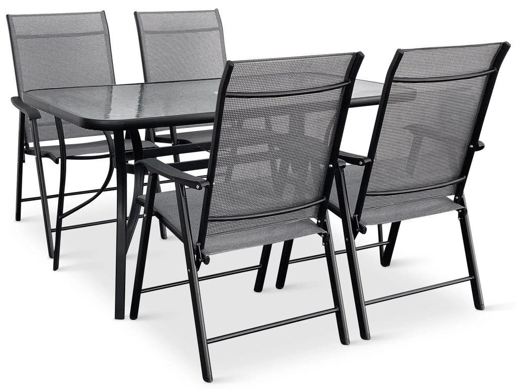 Noela Záhradný jedálenský set Porto 140 cm + 4x kovová stolička Solano