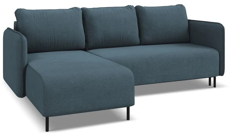 Modrá rozkladacia/s úložným priestorom rohová pohovka (ľavý roh) Luana – Makamii