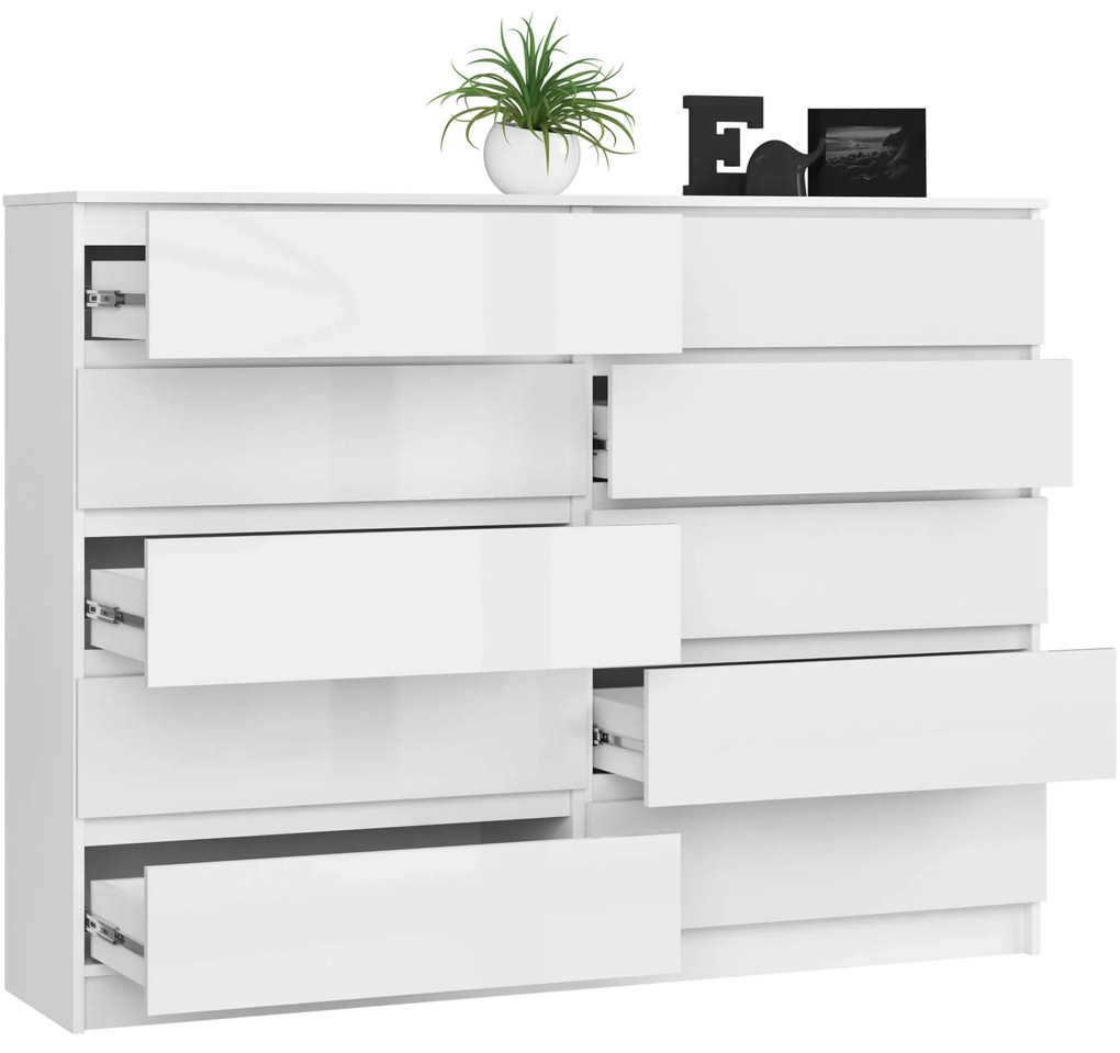 Komoda Rollo K 160,4 cm biela lesklá