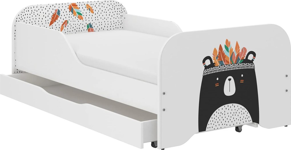 Wooden Toys Detská posteľ MIKI 160x80 MEDVEDÍK ČIERNO-BIELY