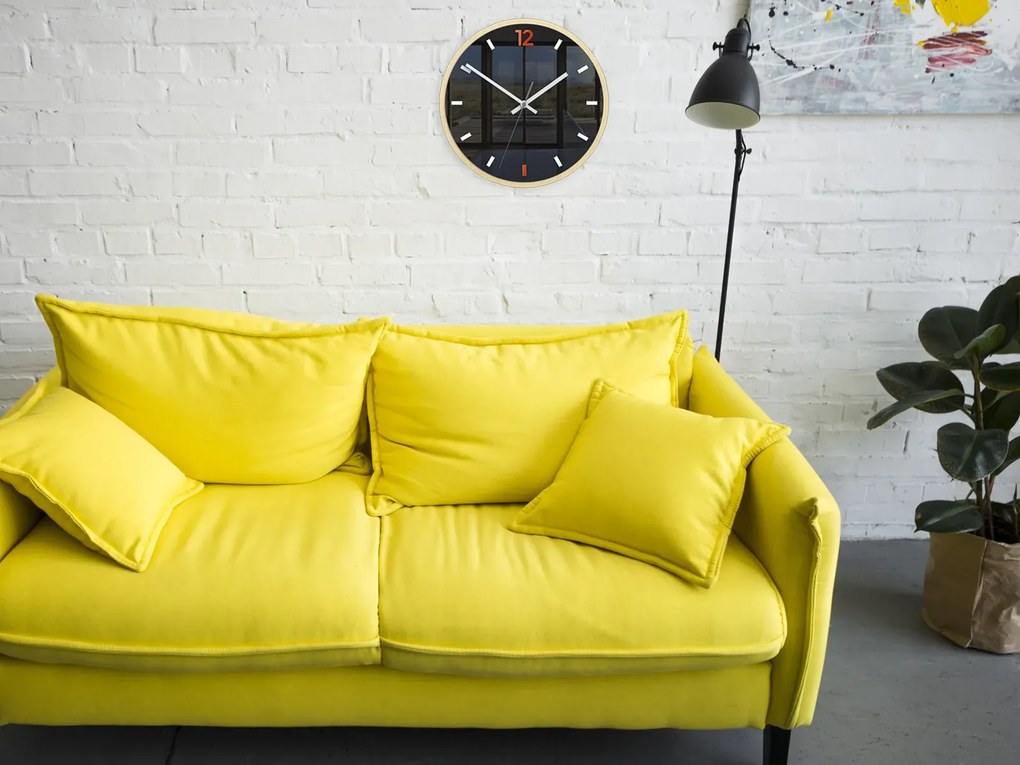 Nástenné hodiny Grafit 30 cm oranžové/čierne