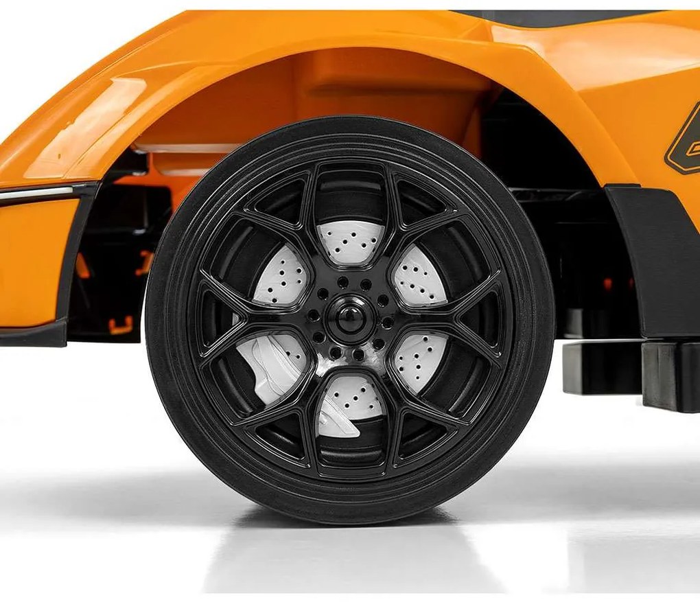 Detské odrážadlo so zvukom a vodiacou tyčou Milly Mally LAMBORGHINI ESSENZA SC V12 oranžové