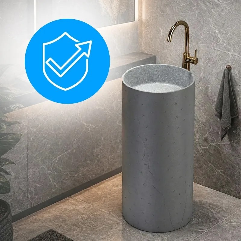 BPS-koupelny Voľne stojace keramické umývadlo HYD-ST4-GR-WOF-860 ø40 cm, sivé