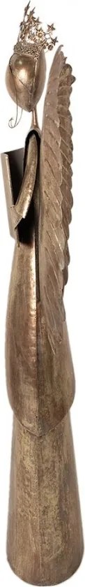 Zlatá antik kovová dekorácia anjel v životnej veľkosti Christmas Angel - 62*25*169 cm