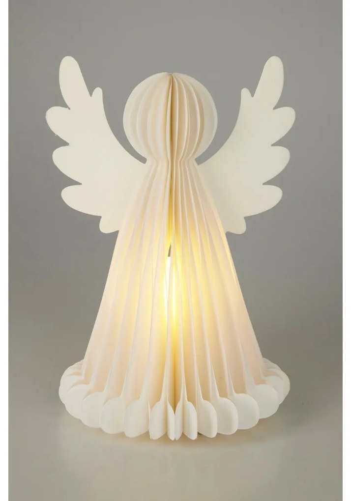 Svietiaca vianočna dekorácia Anjel, 28 cm, 6 LED, na batérie, časovač
