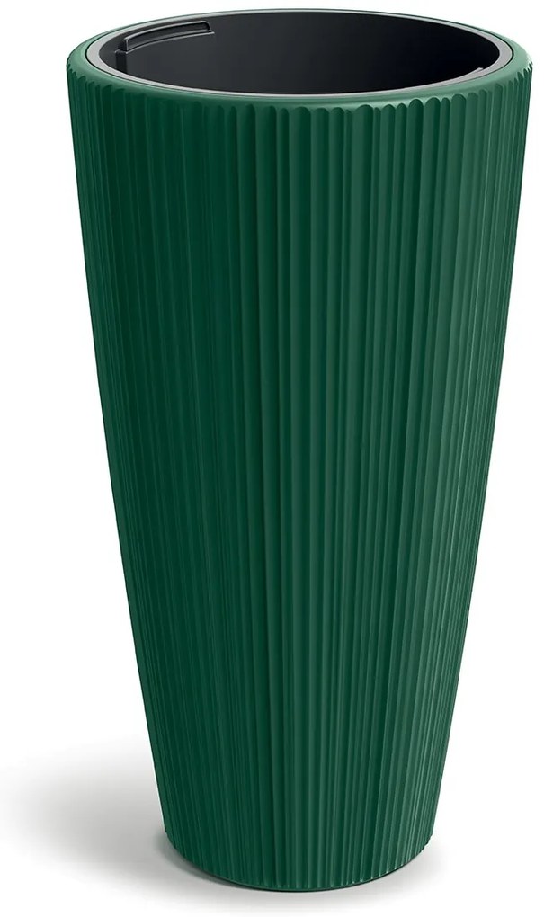 Plastový květináč OROS 39 cm tmavě zelený matný