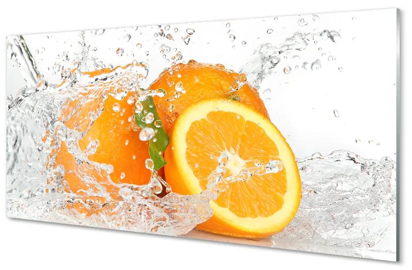 Sklenený obklad do kuchyne Pomaranče vo vode 140x70 cm