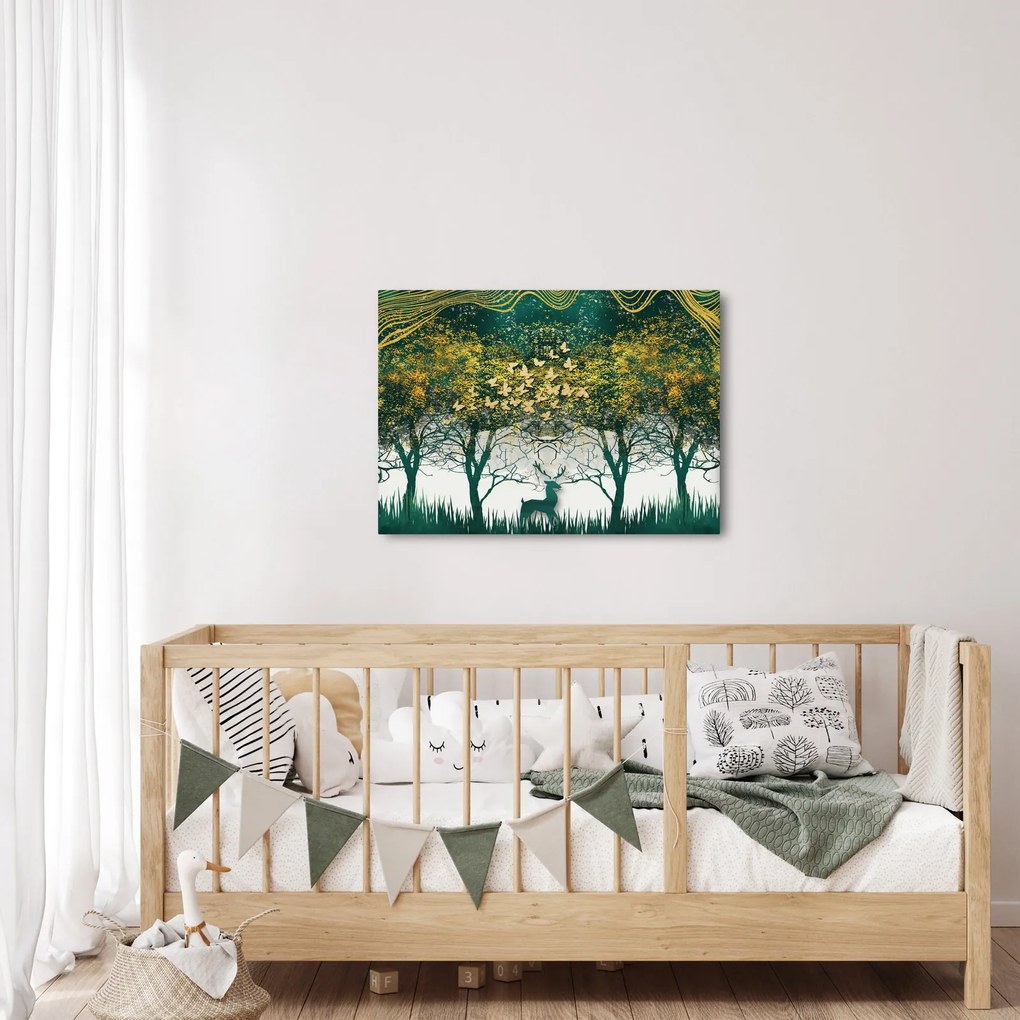Obraz - Jelene v zelenom lese (70x50 cm)