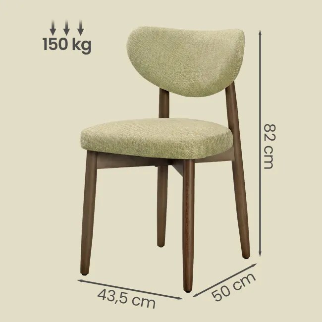 Set dvoch jedálenských stoličiek KDCB35668C101 (2 ks) zelené / hnedé nohy