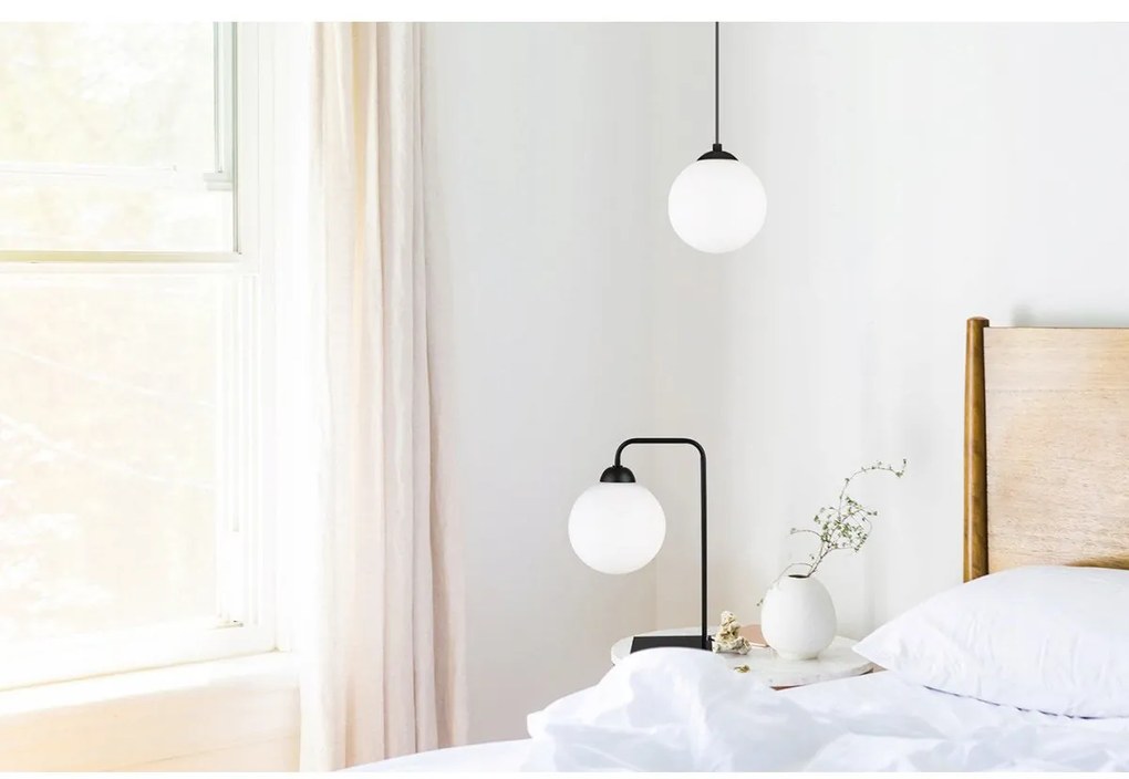 Stolná lampa Florence, 1x biele sklenené tienidlo