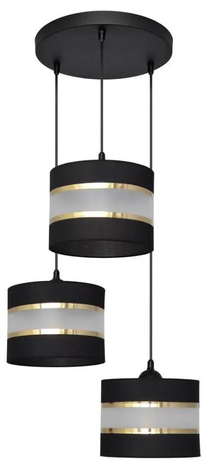 Luster na lanku HELEN 3xE27/15W/230V čierna/zlatá