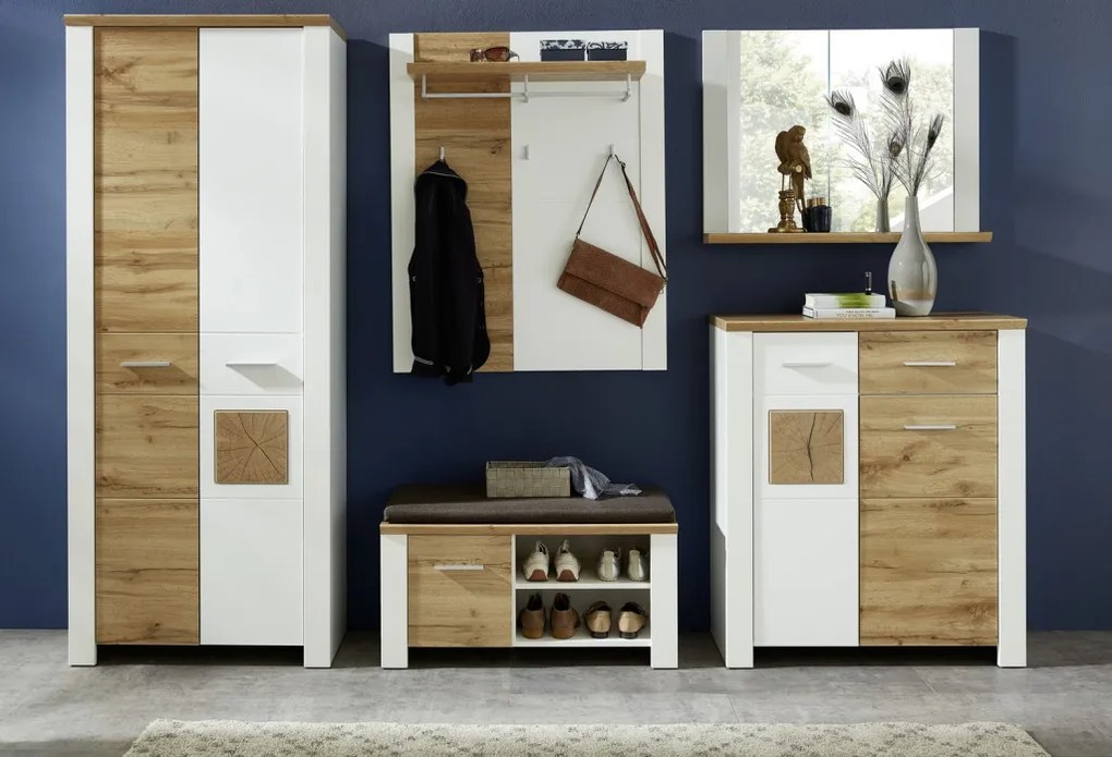 Úložná komoda/ botník Materio, dub/biela