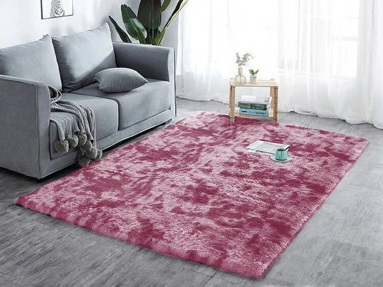 TZ Tmavoružový obdĺžnikový shaggy koberec Ombre Rozmer: 100x150 cm