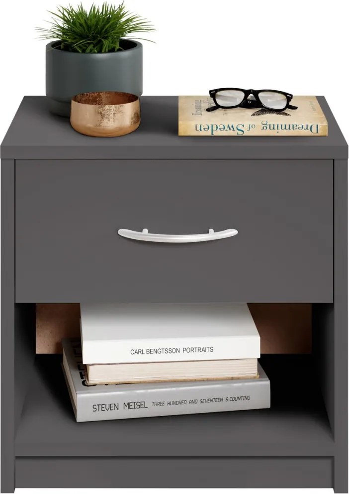 Nočný stolík s 1 zásuvkou Pepe, šedý grafit