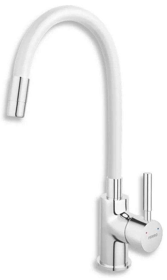 FERRO - Drezová batéria s flexibilným ramienkom lesklý chróm/biela
