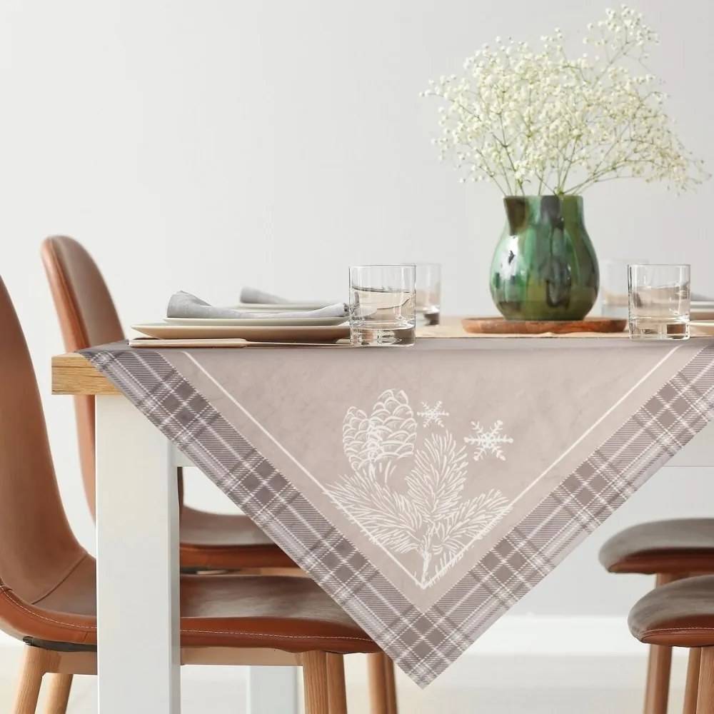 Béžový vianočný obrus s jemným vzorom Dĺžka: 85 cm | Šírka: 85 cm