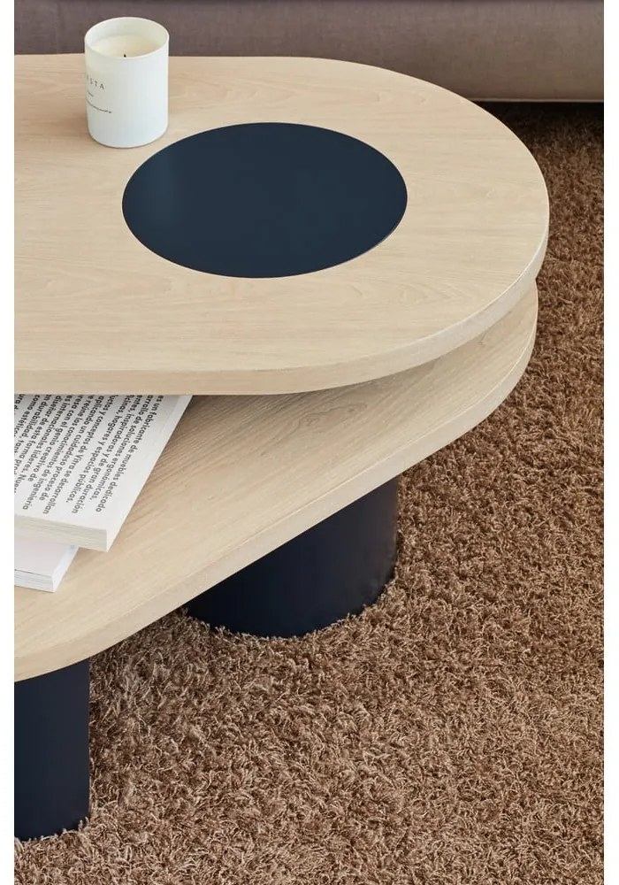 Modrý/v prírodnej farbe konferenčný stolík v dekore jaseňa 50x120 cm Nori – Teulat