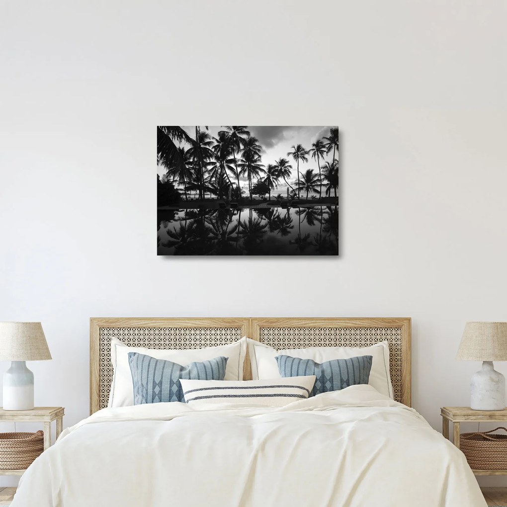 Sklenený obraz tropického ostrova (70x50 cm)