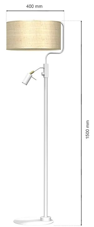 Stojacia lampa Marshall, 1x ratanové tienidlo + 1x biele kovové tienidlo, w/g