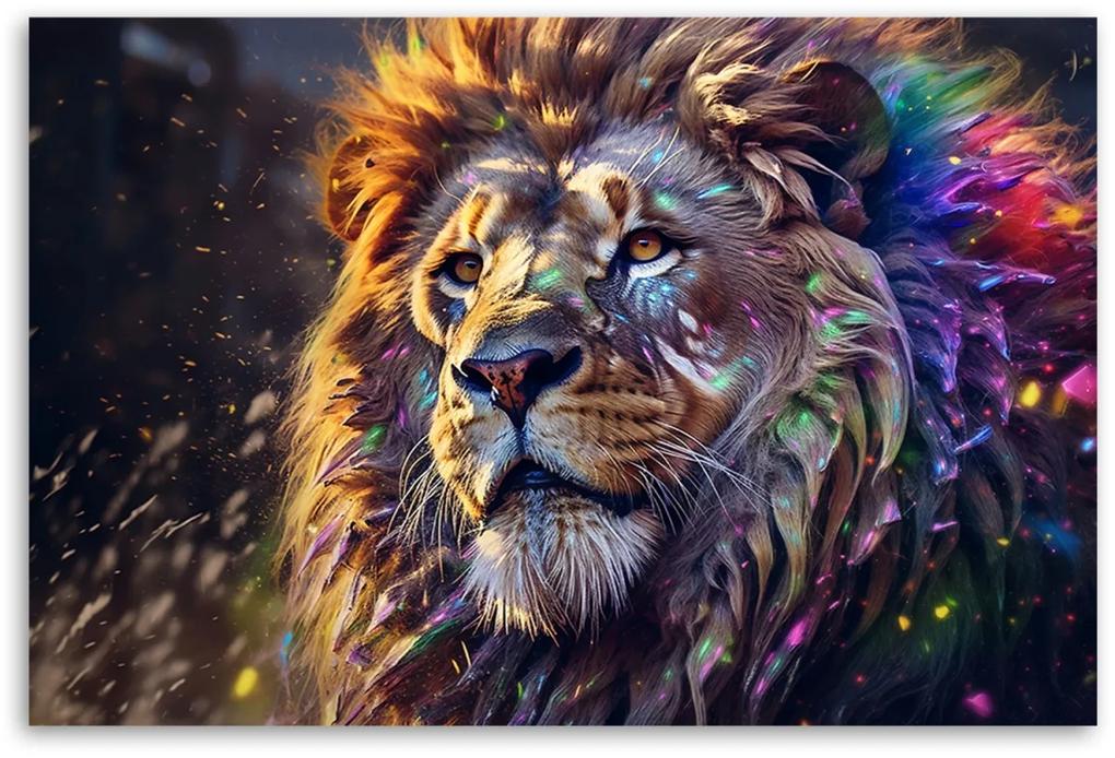 Obraz na plátně, Lev zvířecí abstrakce - 100x70 cm