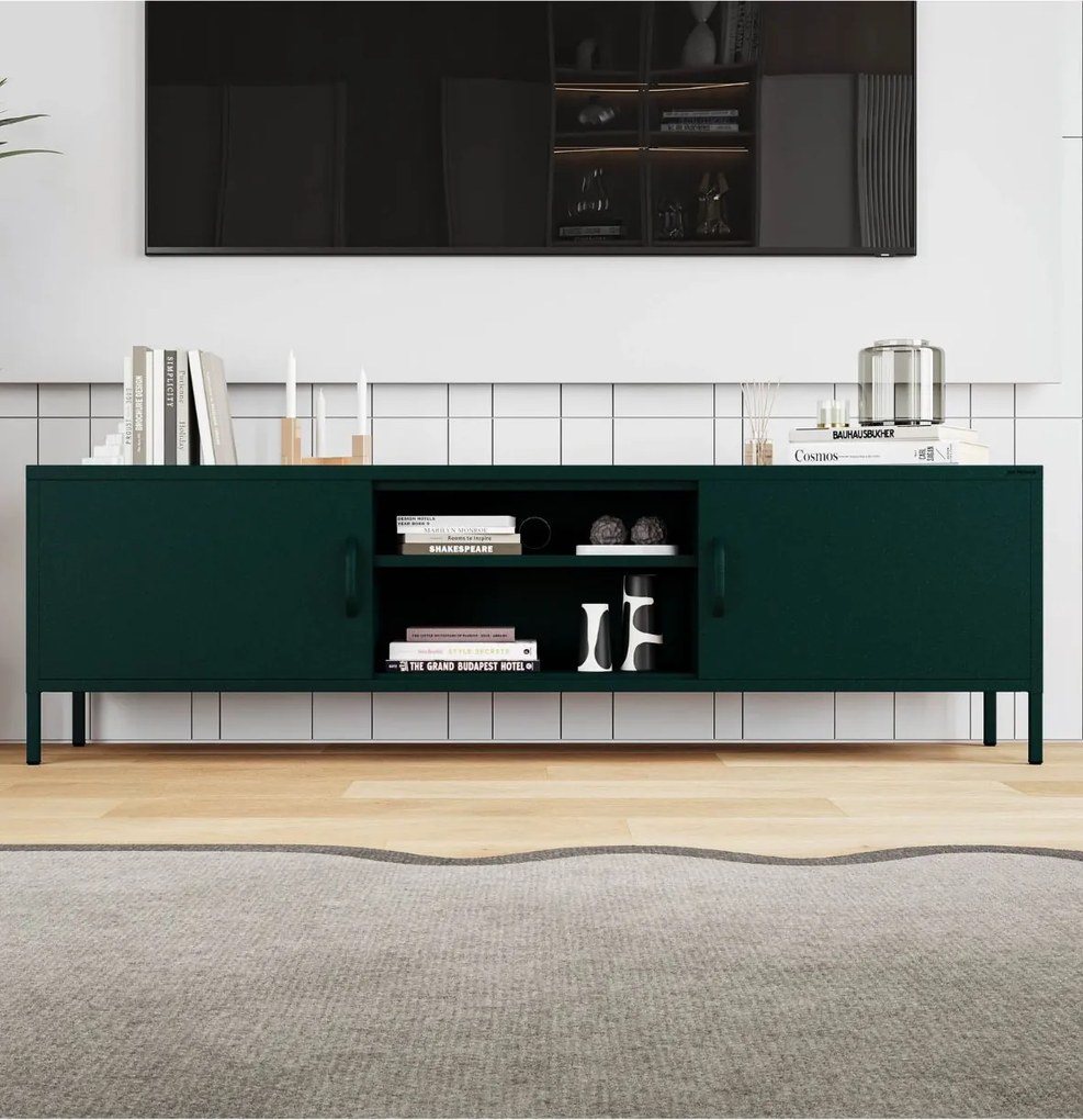 Kovová TV skrinka 170 cm Rosaria XL Green