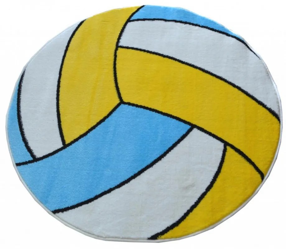 Detský kusový koberec Volejbal biely kruh 100x100cm
