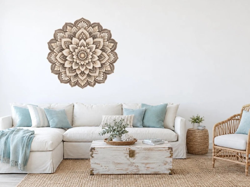 Šedobéžová květinová mandala arch 46 x 46 cm