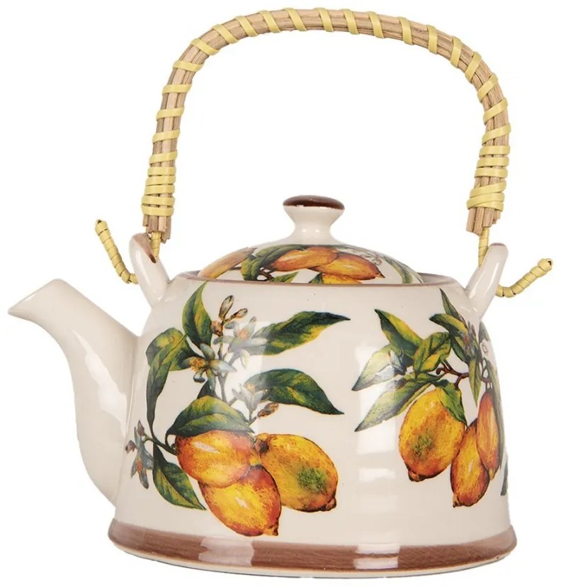 Porcelánová kanvička s citrónmi a so sitkom - 18*14*12 cm / 800 ml