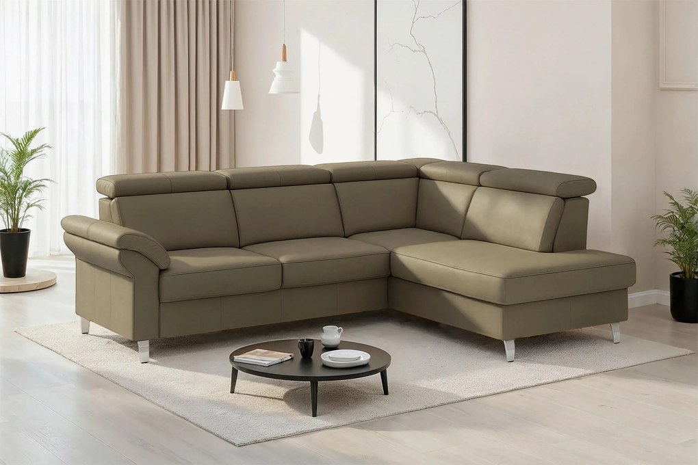XXXLutz ROHOVÁ SEDAČKA, textil, koža, olivovozelená Sit & More - Sedačky - 000144040934