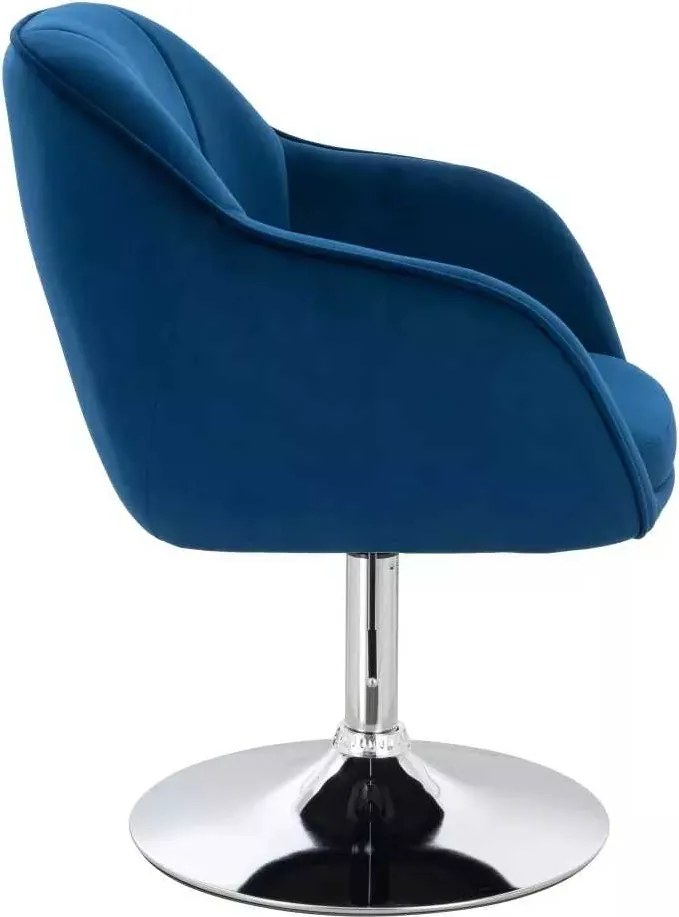 LuxuryForm DESIGN Stolička AVOLA VELUR na striebornom tanieri - modrá