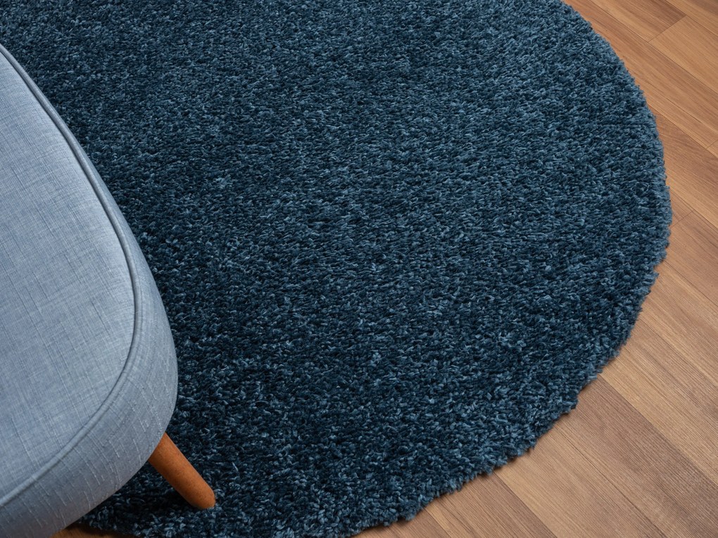 My Flair, Kusový koberec My Shaggy dunkelblau kruh, 150x150 (priemer) kruh, modrá, chodba / predsieň