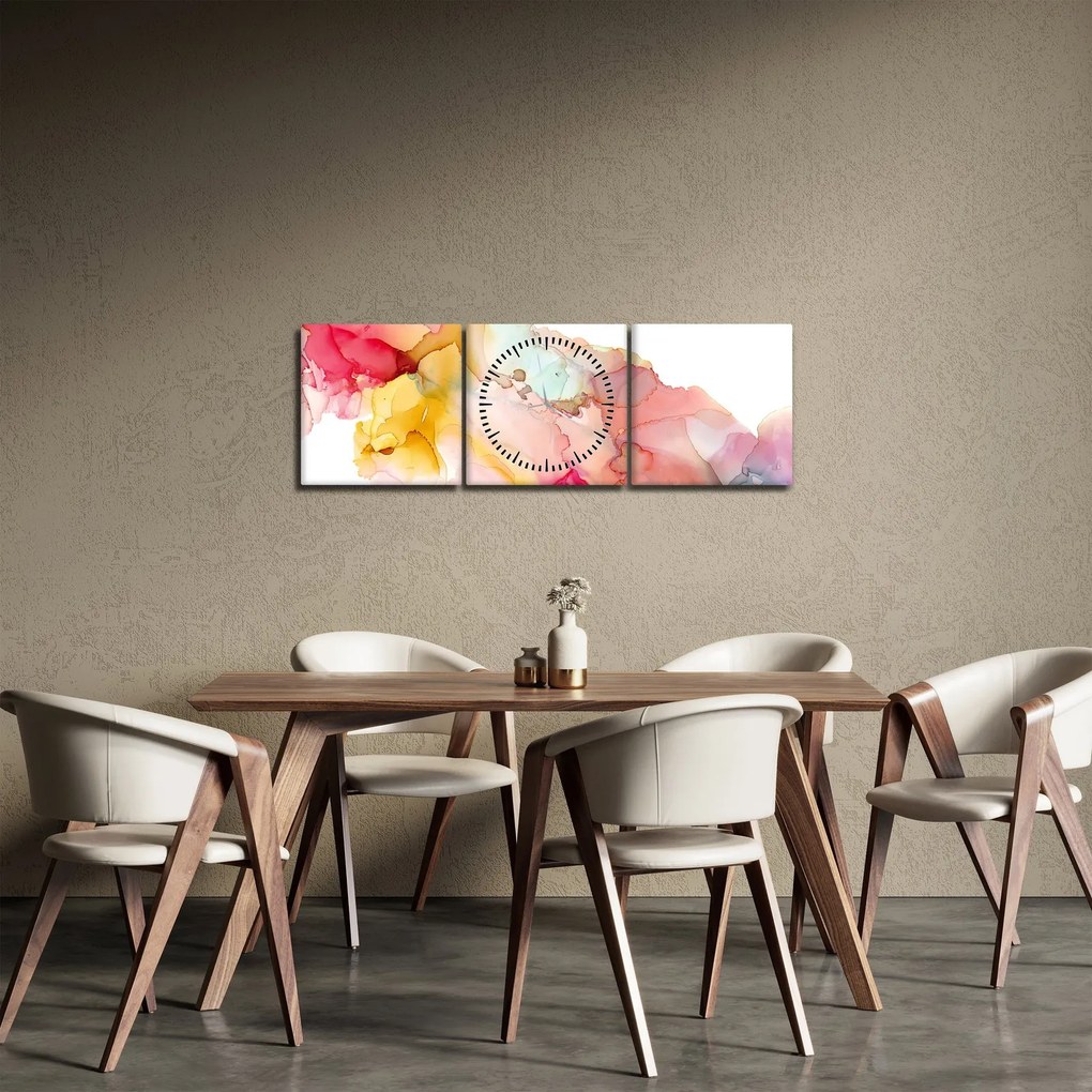 Obraz - Atramentová abstrakcia (s hodinami) (90x30 cm)