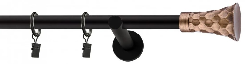 Dekorstudio Garniža jednoradová SFERIC medená MIX čierna-matná 19mm Dĺžka: 120cm, Typ príslušenstva: Krúžky tiché so štipcami