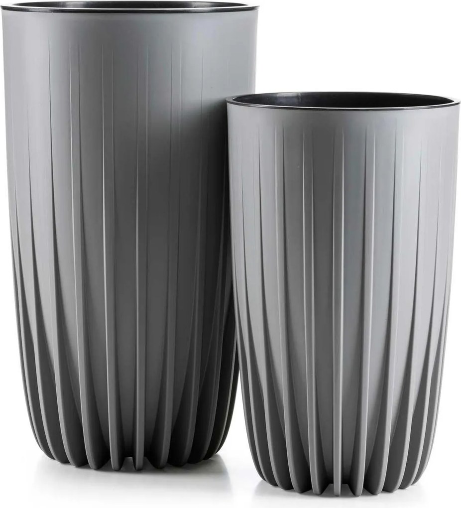 Sada 2 ks květináčů Stripped Eco šedá