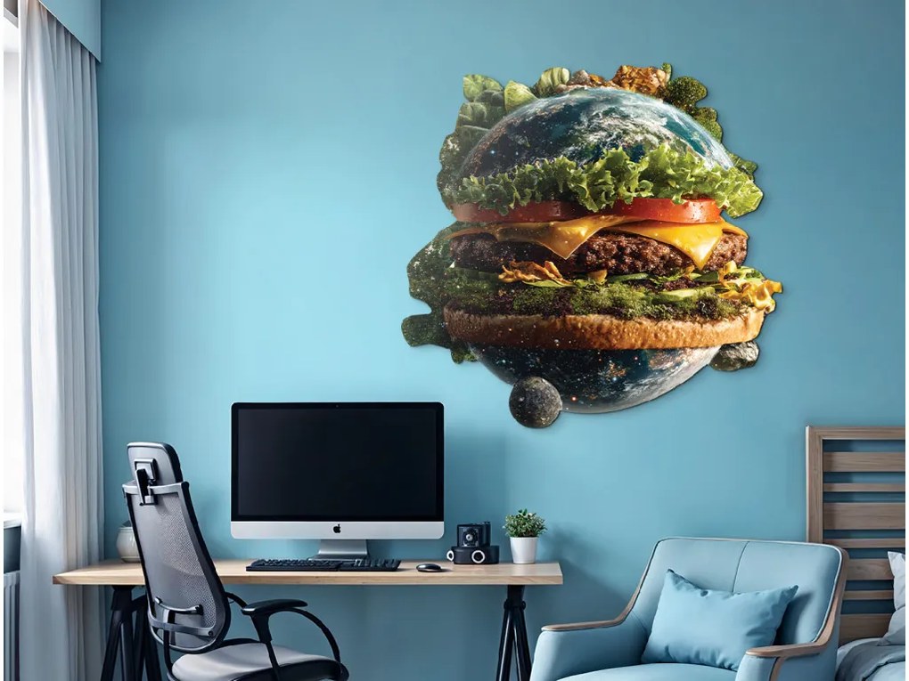 drevko | Obraz na stenu Zem ako fastfood 55 x 53 cm