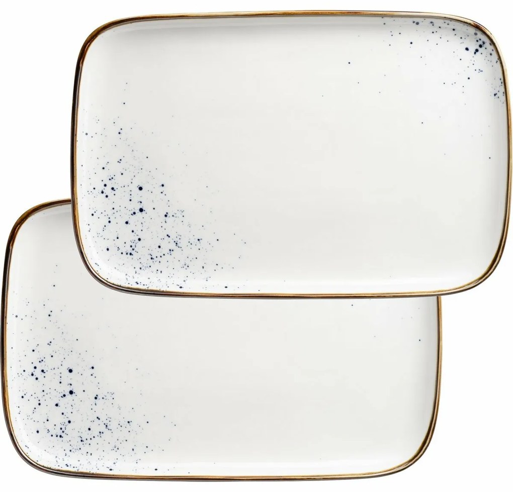 Mäser 2-dílná sada táců Pintar White modré tečky30 x 20 x 2 cm, L