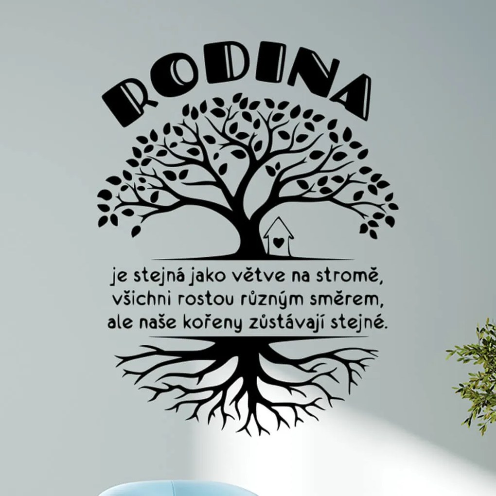 Veselá Stena Samolepka Rodina s koreňmi Farba: hnědá, Veľkosť: 80 x 60 cm