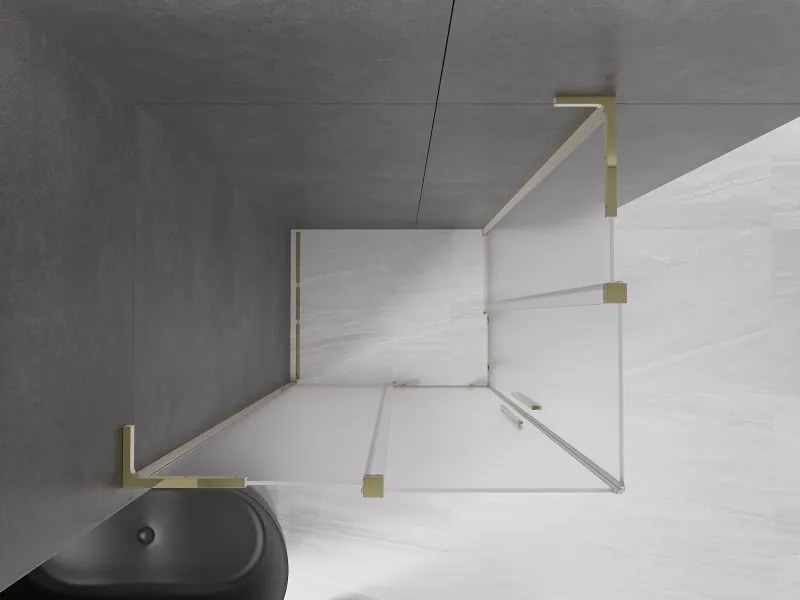 Mexen Velar L Duo, sprchový kút s posuvnými dverami 100 x 90 cm, 8mm sklo námraza, zlatá lesklá, 871-100-090-02-33-50