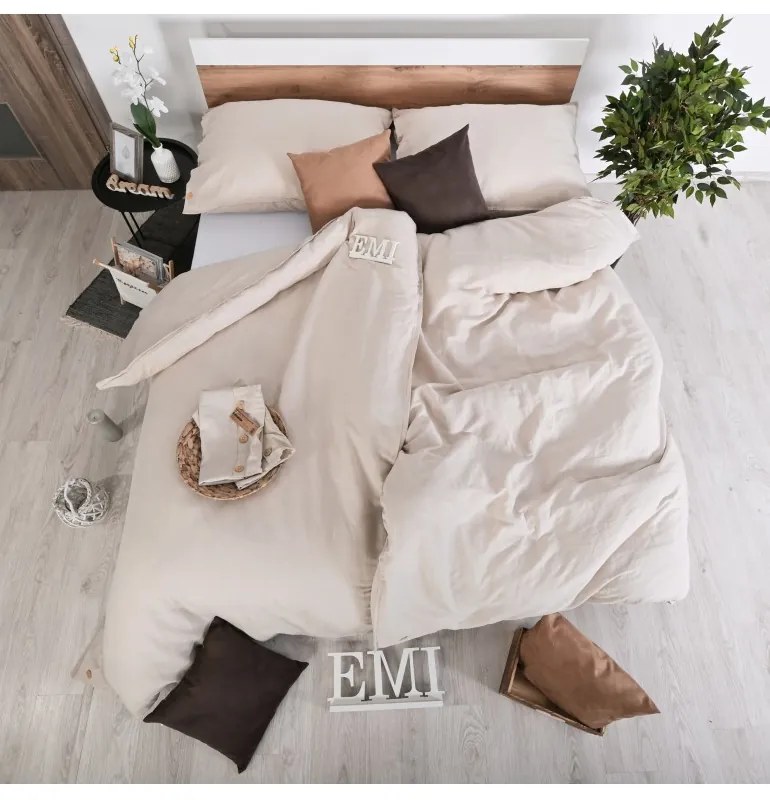Ľanové obliečky Natur hnedé EMI, Štandardný set jednolôžko obsahuje 1x 140x200 + 1x 70x90
