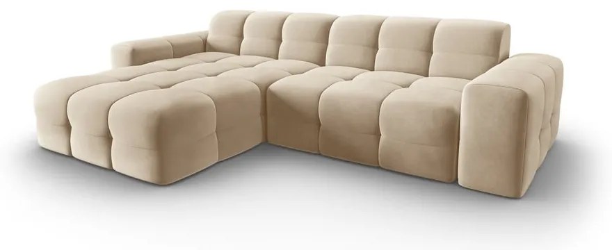 Béžová zamatová rohová pohovka (ľavý roh) Kendal - Micadoni Home