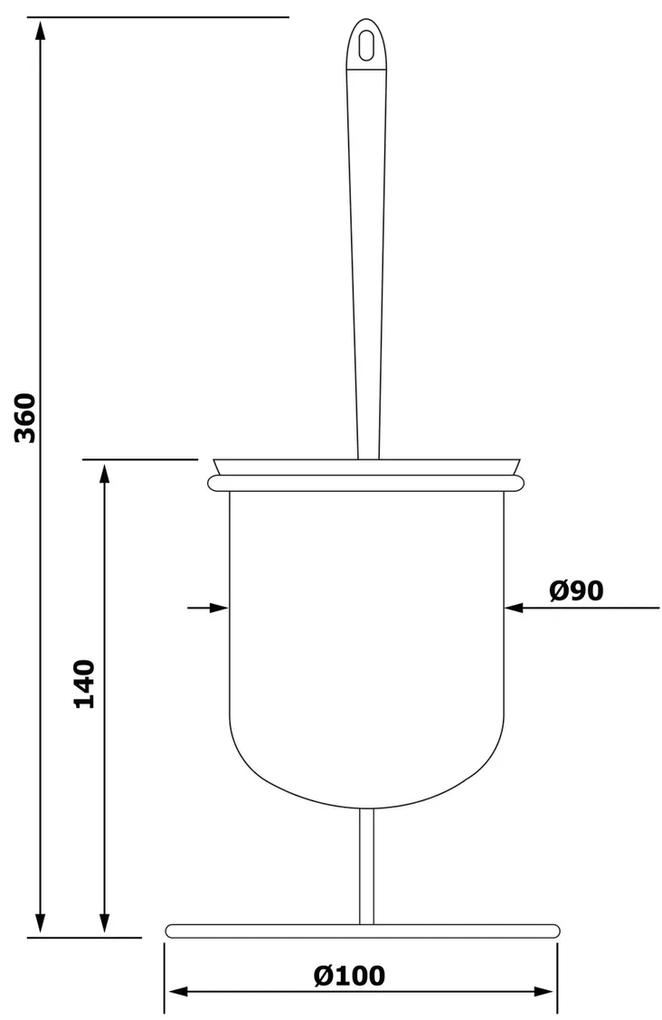 AQUALINE GA1304 Simple line WC štetka, strieborná