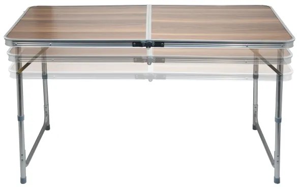 Skladací kempingový stôl hnedá/chróm