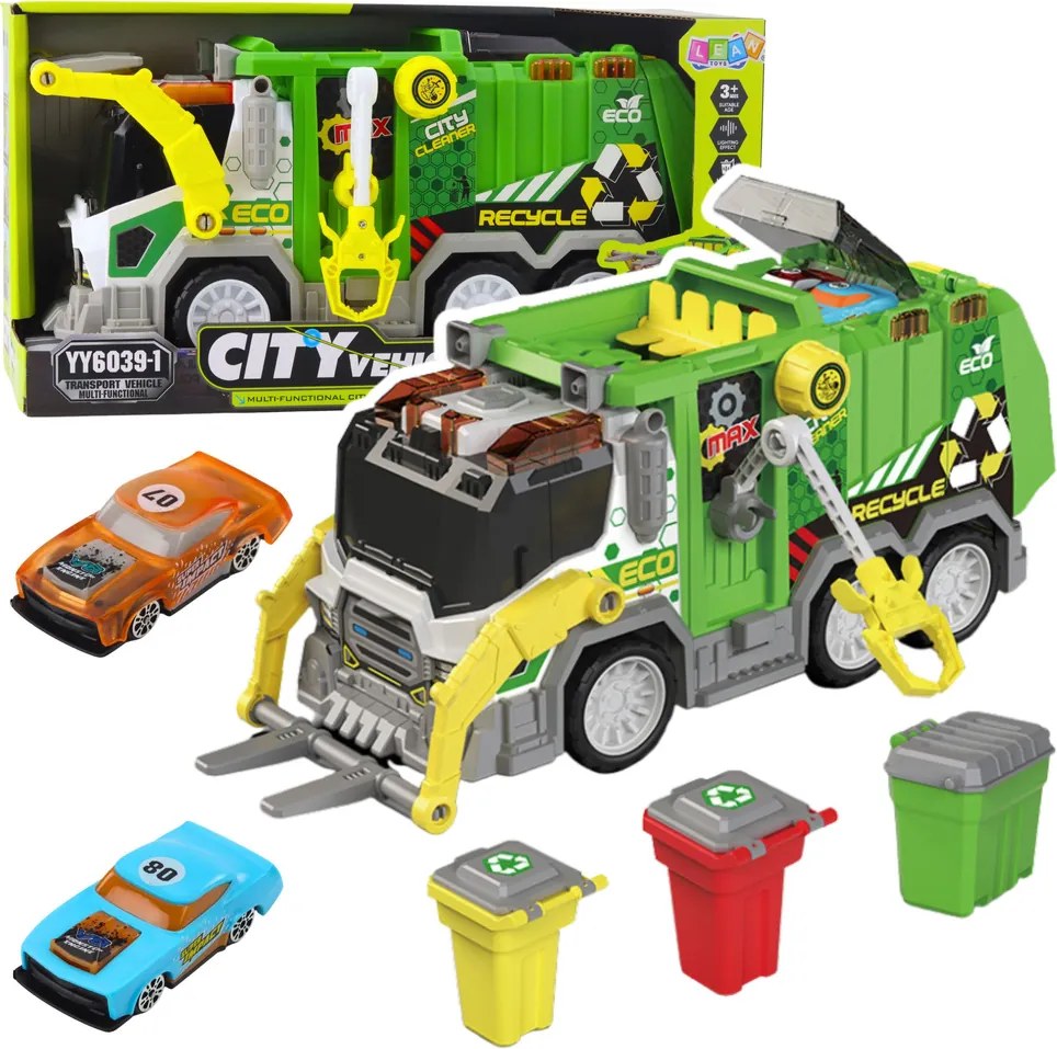 LEAN Toys Mestské smetiarske auto Mestské vozidlo Svetlá Zvuky