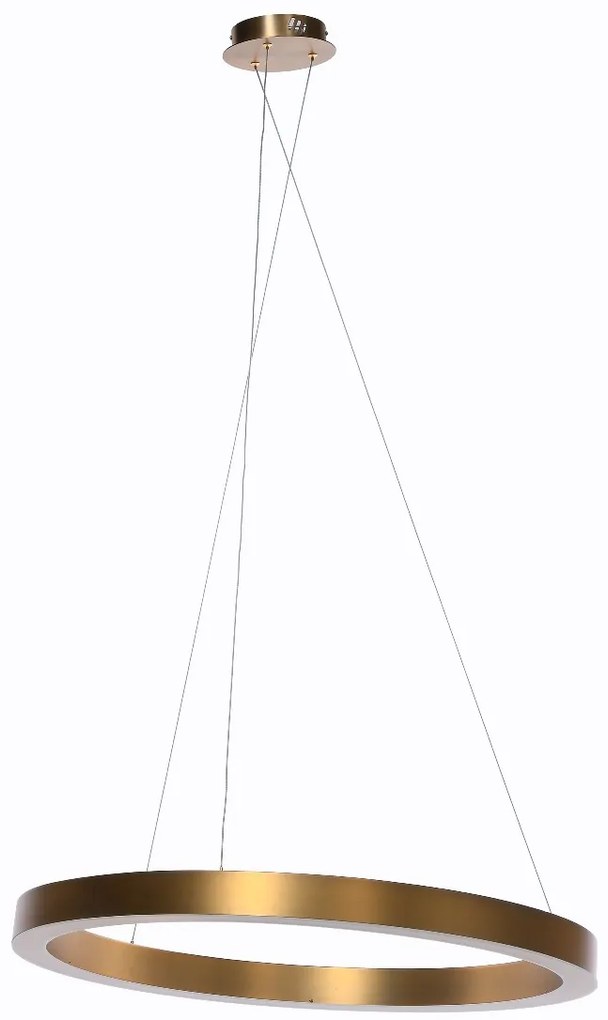 ZÁVĚSNÁ LAMPA KRUH LED XL PRŮMĚR 80CM OCEL MOSAZ AKRYL