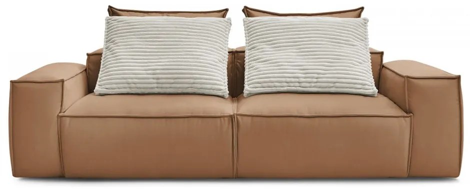 Hnedá pohovka z imitácie kože 260 cm Boheme – Bobochic Paris