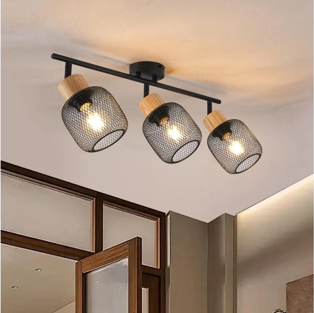 Brilagi - Bodové svietidlo BASKLITE 3xE27/15W/230V drevo/čierna