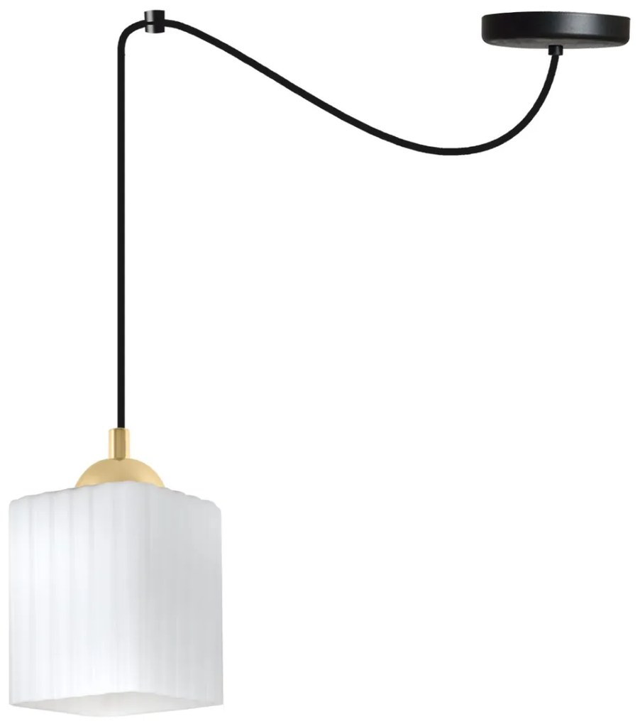 Závesné svietidlo Riffle Square Spider, 1x biele sklenené tienidlo, b/g