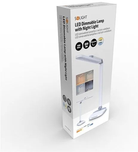 SOLIGHT LED stmievateľná lampička s nočným svetielkom, 10W, 700lm, zmena chromatičnosti CCT